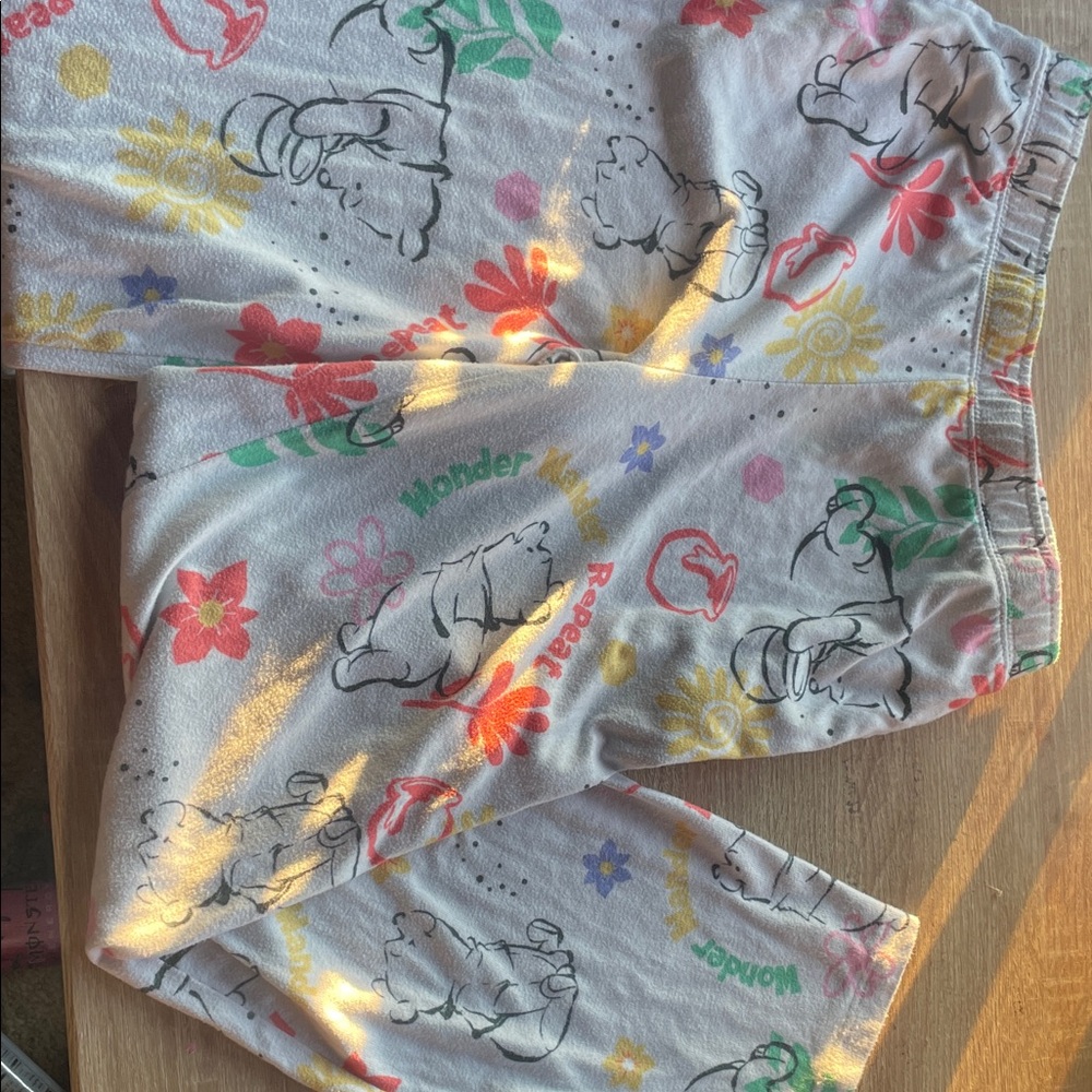 Disney Gray Pajama Bottoms with Colorful Print